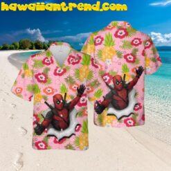 Deadpool Flower And Pineapple Pink Version Hawaiian Shirt