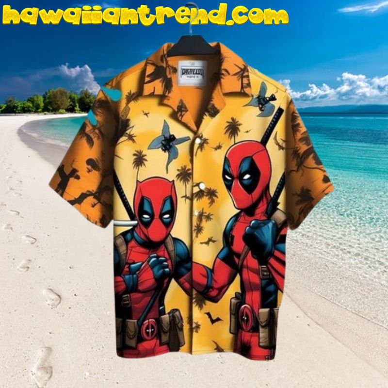 Deadpool Halloween Vacation Sunset Yellow Hawaiian Shirt