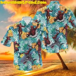 Deadpool Have Fun At The Beach Ride The Shark Hawaiian Shirt