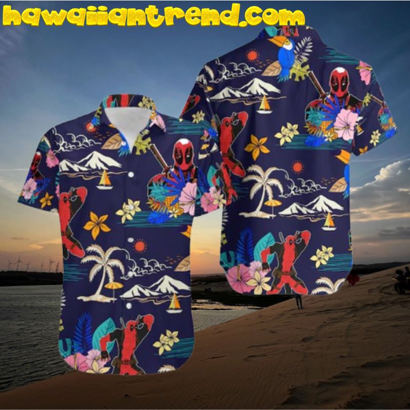 Deadpool On Tropical Island Summer Aloha Hawaiian Shirt