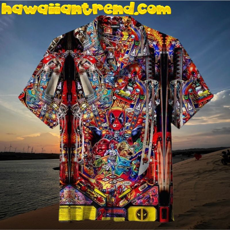 Deadpool Pinball Marvel Comic Aloha Hawaiian Shirt