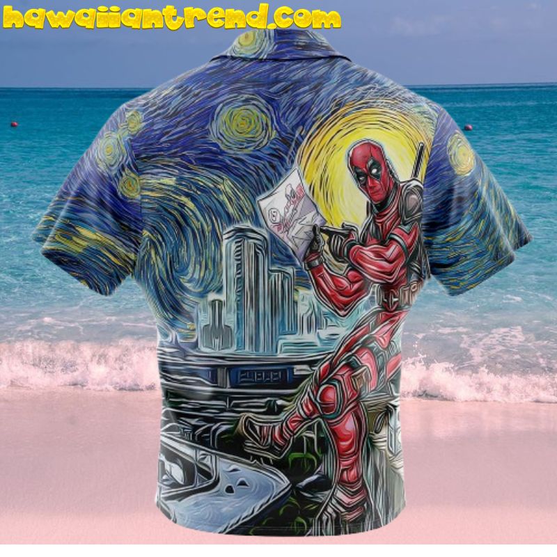 Deadpool Starry Night Button Up Hawaiian Shirt