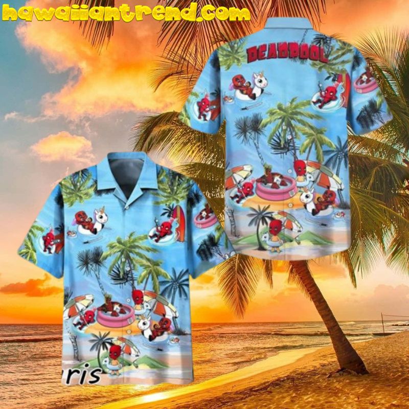 Deadpool Summer Beach Palm Island Aloha Hawaiian Shirt