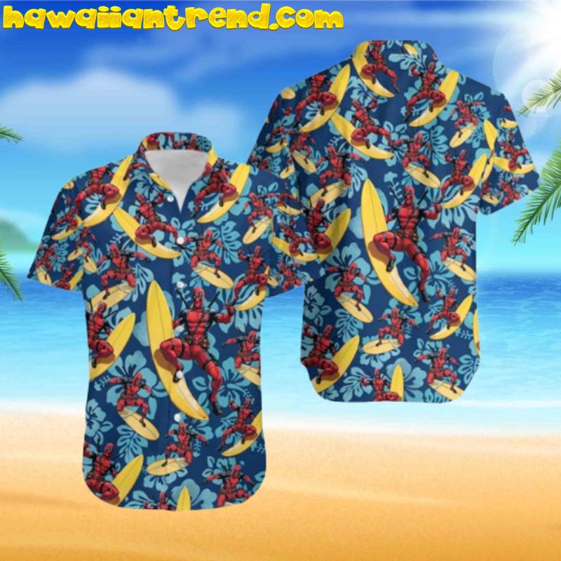 Deadpool Surfing Summer Beach Floral Hawaiian Shirt