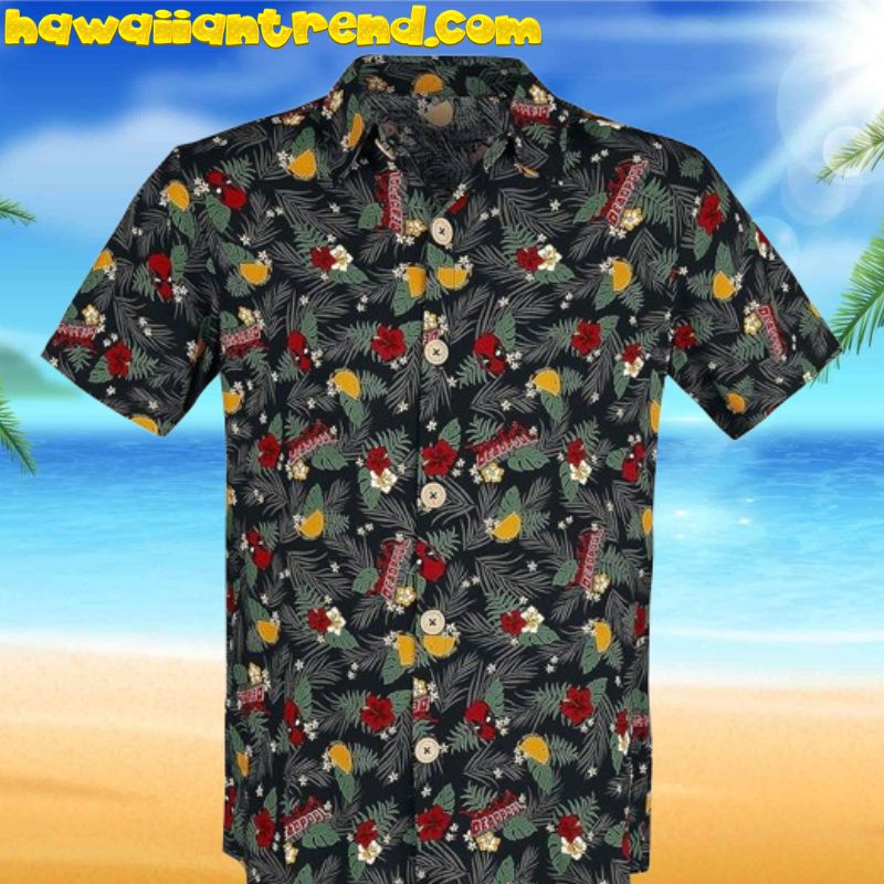 Deadpool The Hidden Face Tropical Leaf Hawaiian Shirt