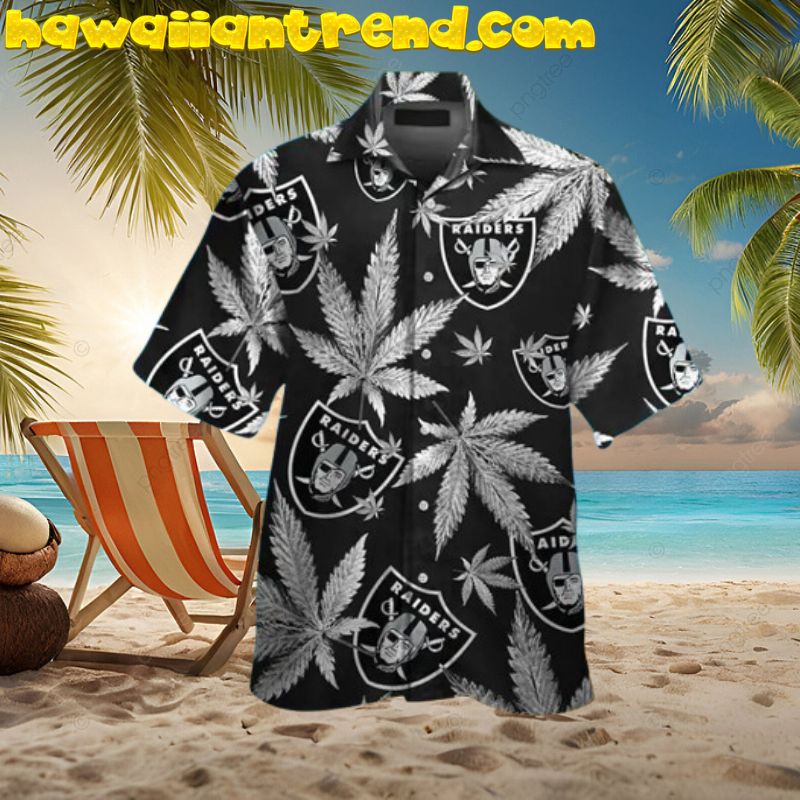 Las Vegas Raiders Cannabis Leaf Black Hawaiian Shirt