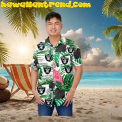 Las Vegas Raiders Flamingo Button Up Hawaiian Shirt