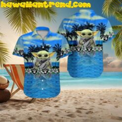 Las Vegas Raiders Logo And Baby Yoda Cute Tropical Hawaiian Shirt