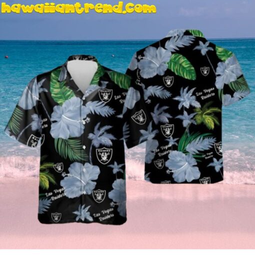 Las Vegas Raiders Nfl Color Hibiscus Button Up Hawaiian Shirt