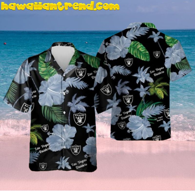 Las Vegas Raiders Nfl Color Hibiscus Button Up Hawaiian Shirt