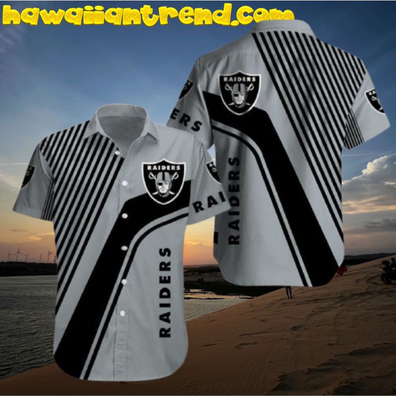 Las Vegas Raiders NFL Striped Hawaiian Shirt