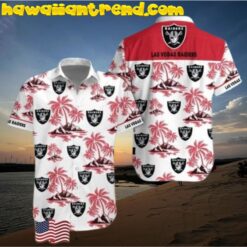 Las Vegas Raiders NFL Tropical Palm Island Red Hawaiian Shirt