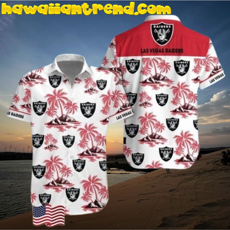 Las Vegas Raiders NFL Tropical Palm Island Red Hawaiian Shirt