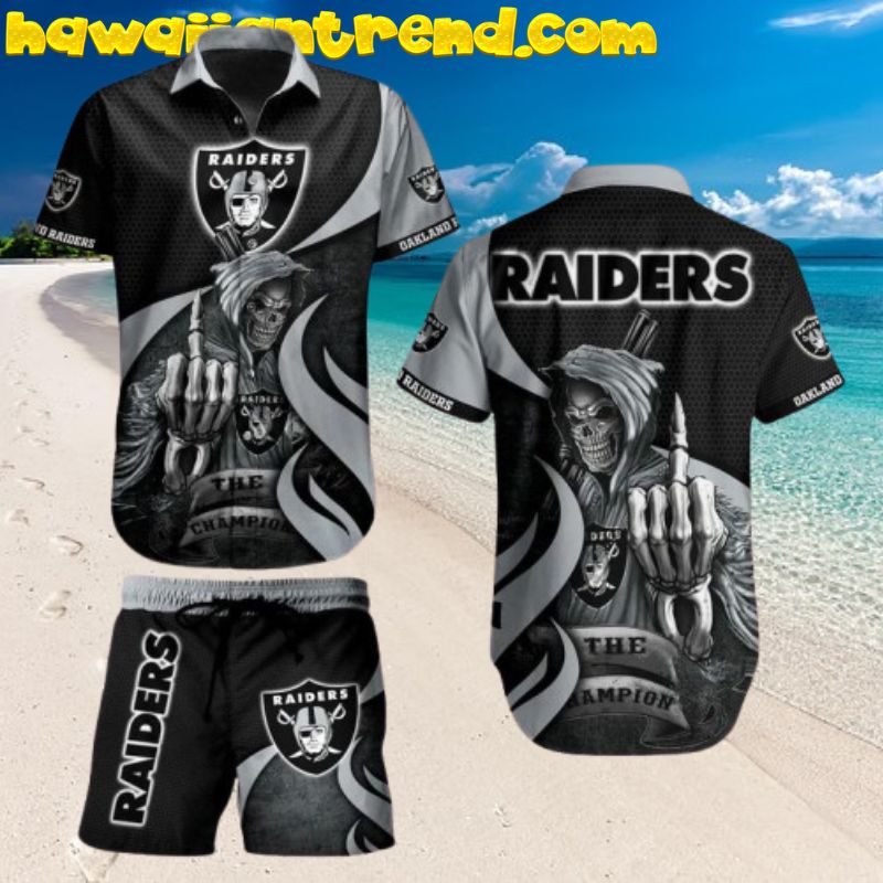 Las Vegas Raiders Skull NFL Football Hawaiian Shirt And Short Horror Graphic