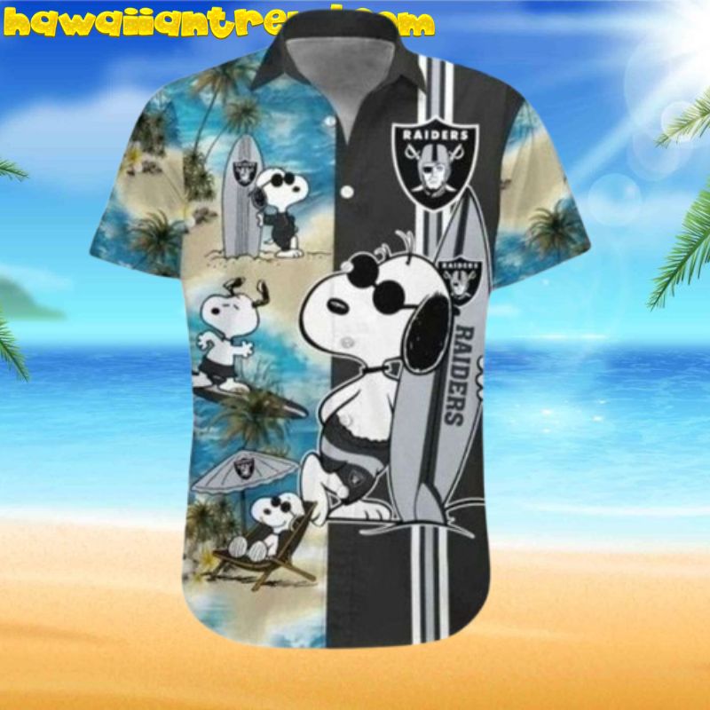 Las Vegas Raiders Snoopy Beach Adventure Hawaiian Shirt