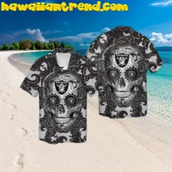 Las Vegas Raiders Sugarskull Short Sleeve Button Up Tropical Hawaiian Shirt