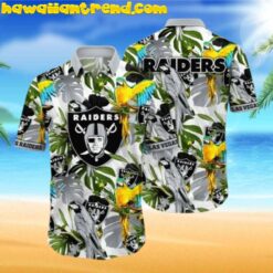 Las Vegas Raiders Tropical Leaves Parrot NFL Hawaiian Shirt