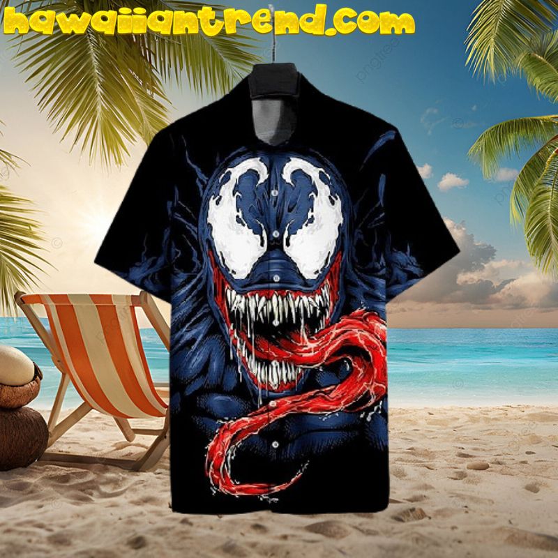 Mv Trendy Blue Venom Face Comics Hawaiian Shirt