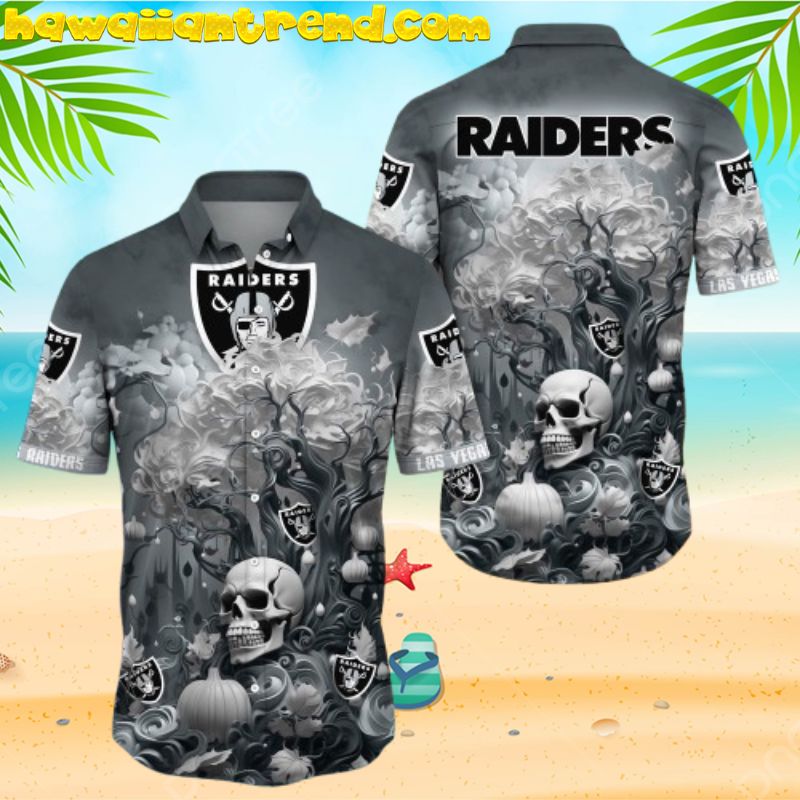 NFL Las Vegas Raiders Halloween Skull Pumpkin Hawaiian Shirt