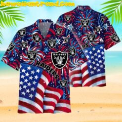 NFL Las Vegas Raiders Memorial Firework Tropical Hawaiian Shirt