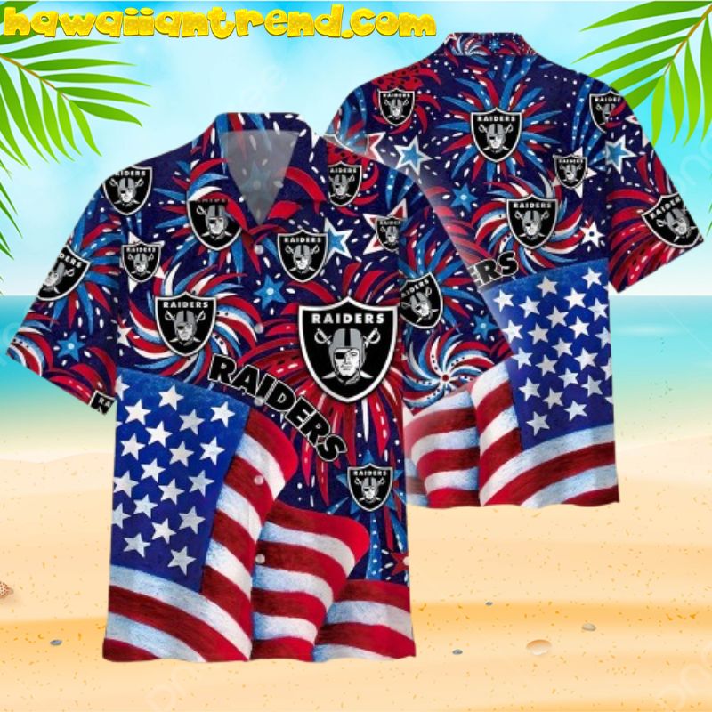 NFL Las Vegas Raiders Memorial Firework Tropical Hawaiian Shirt