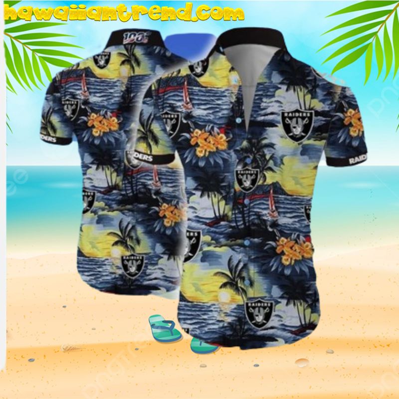 Oakland Raiders All Over Printed Sunset Hawaiian Shirt