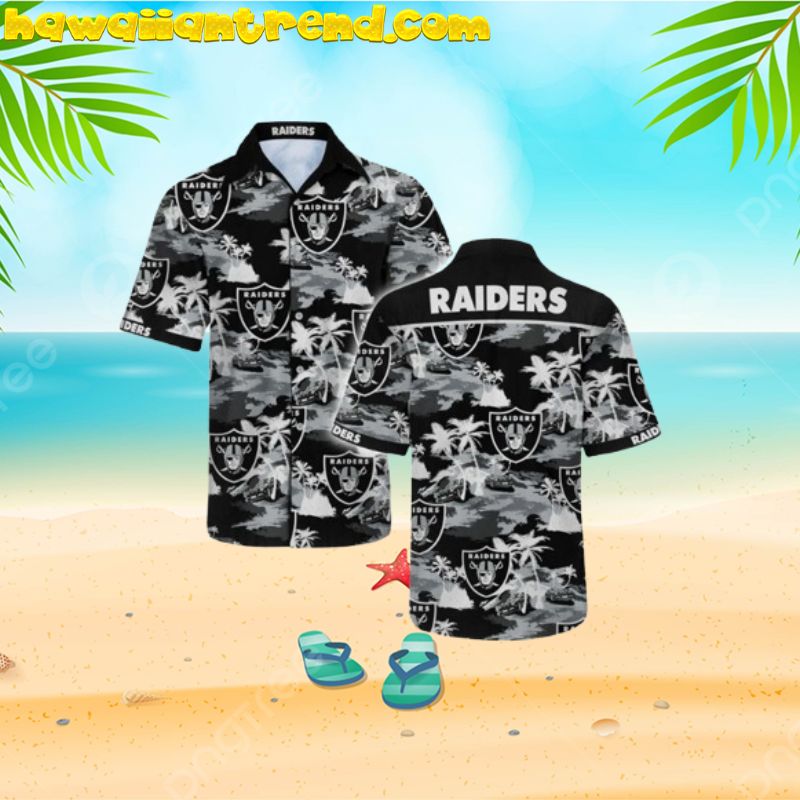 Oakland Raiders NFL Black Hawaiian Shirt