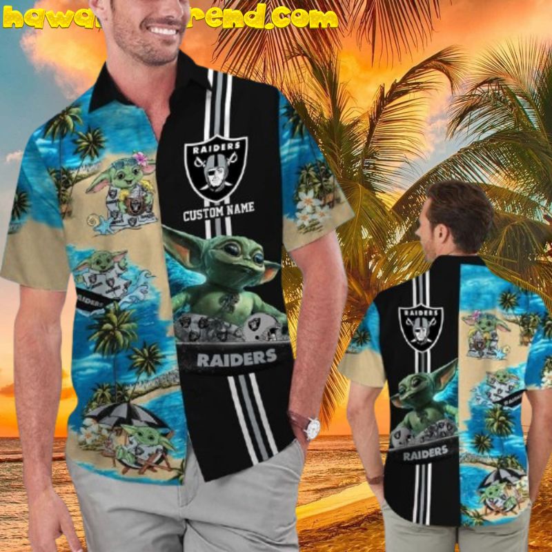 Personalized Las Vegas Raiders Baby Yoda Enjoy Vacation Tropical Hawaiian Shirt