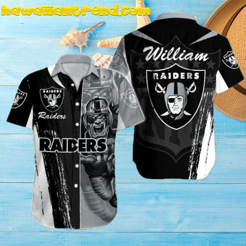 Personalized Name Las Vegas Raiders Gridiron Beast Hawaiian Shirt