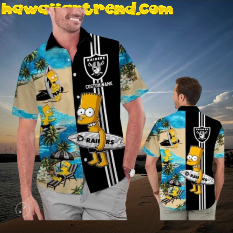 Personalized Name Las Vegas Raiders Simpsons Short Sleeve Tropical Hawaiian Shirt