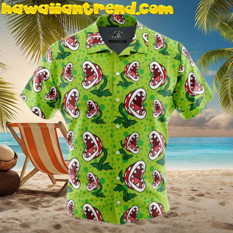 Piranha Plant Super Mario Bros Button Up Hawaiian Shirt