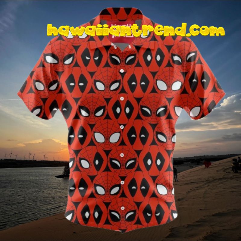 Spiderman And Deadpool Seamless Face Cute Hawaiian Shirt