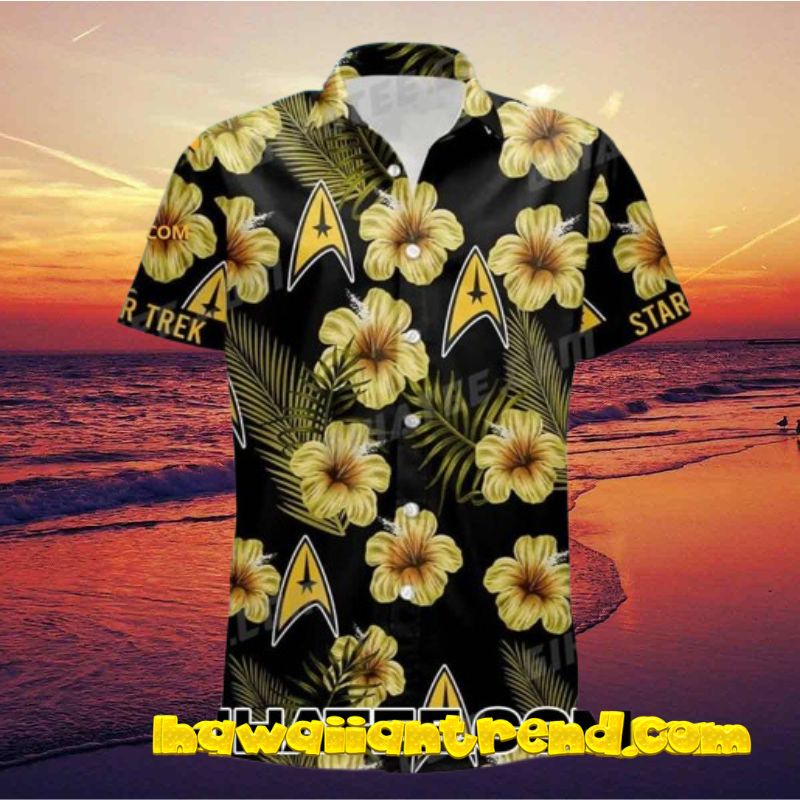 Star Trek Hibiscus Flower Yellow Hawaiian Shirt And Shorts