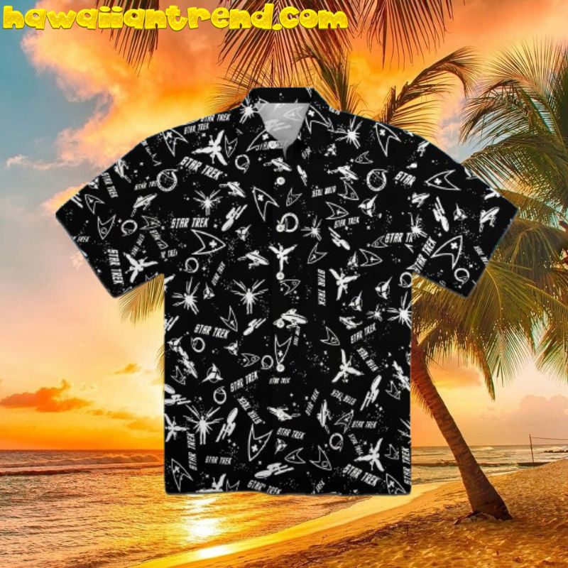 Star Trek The Space Ship Galaxy Black Hawaiian Shirt