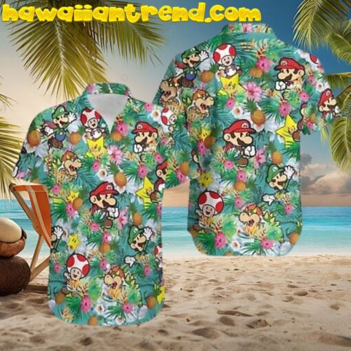 Super Mario And Friends In Tropical Forest Hawaiian Shirt