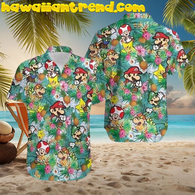 Super Mario And Friends In Tropical Forest Hawaiian Shirt