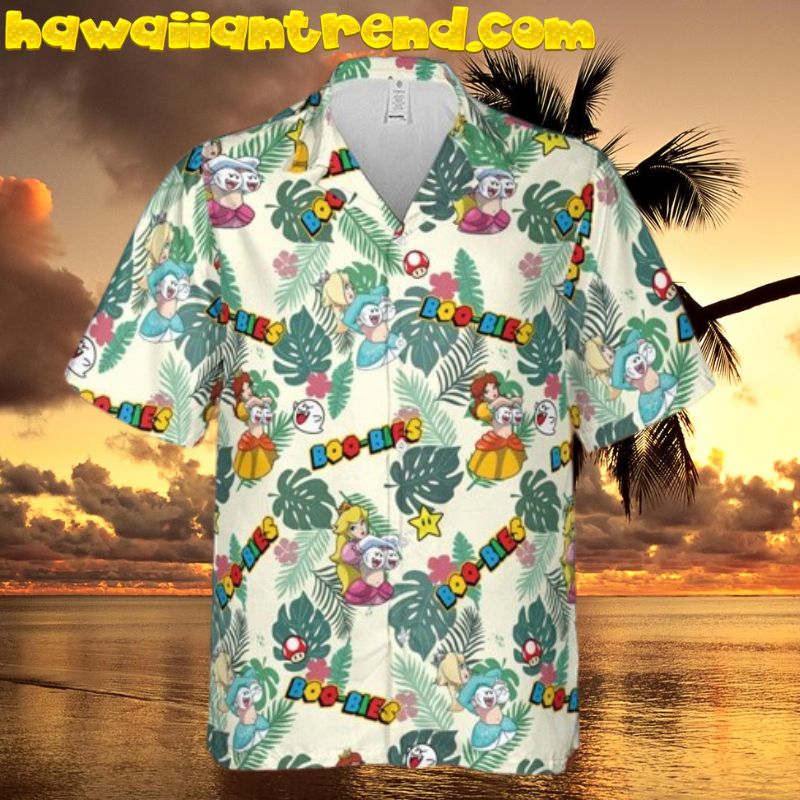 Super Mario Boo Bies Pattern Aloha Hawaiian Shirt