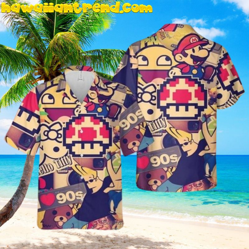 Super Mario Happy Face Hawaiian Shirt