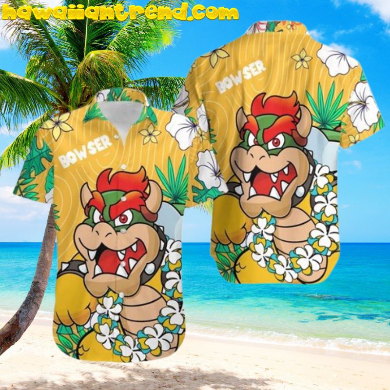 Super Mario King Bowser And FLower Hawaiian Shirt