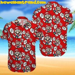 Super Mario Smiling Seamless Short Sleeve Hawaiian Shirt