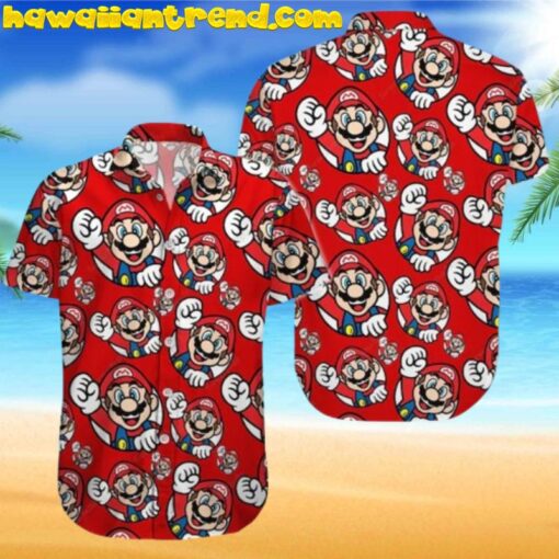 Super Mario Smiling Seamless Short Sleeve Hawaiian Shirt