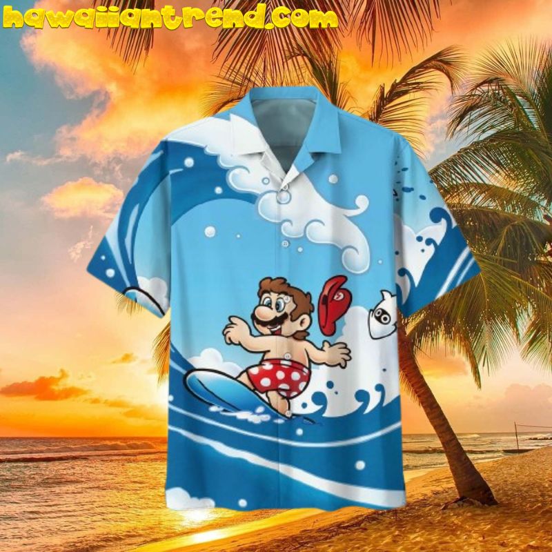 Super Mario Wave Surfing Relax Time Hawaiian Shirt