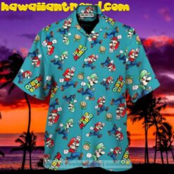 Super Mario With Fire Flower Aloha Summer Beach Hawaiian Shirt