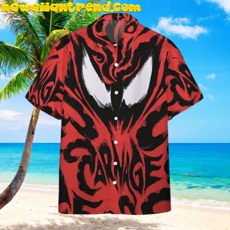 Venom Carnage Red Symbiote Eyes Hawaiian Aloha Shirt