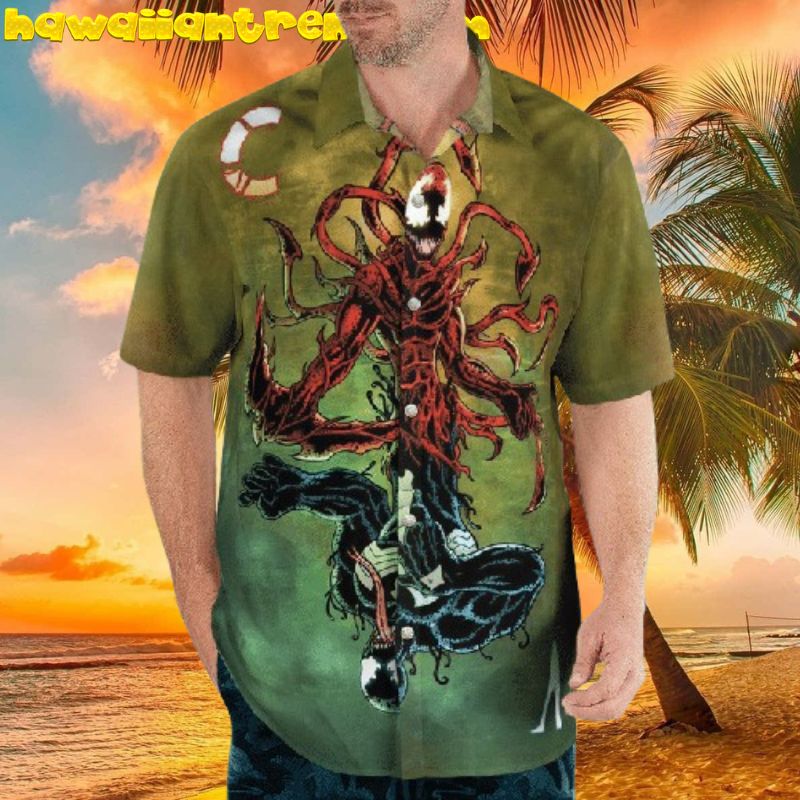 Venom Carnage Red Symbiote Eyes Hawaiian Aloha Shirt