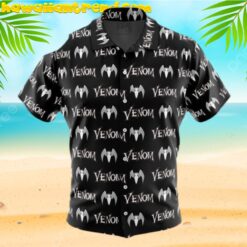 Venom Marvel Anime Text Black Summer Hawaiian Shirt