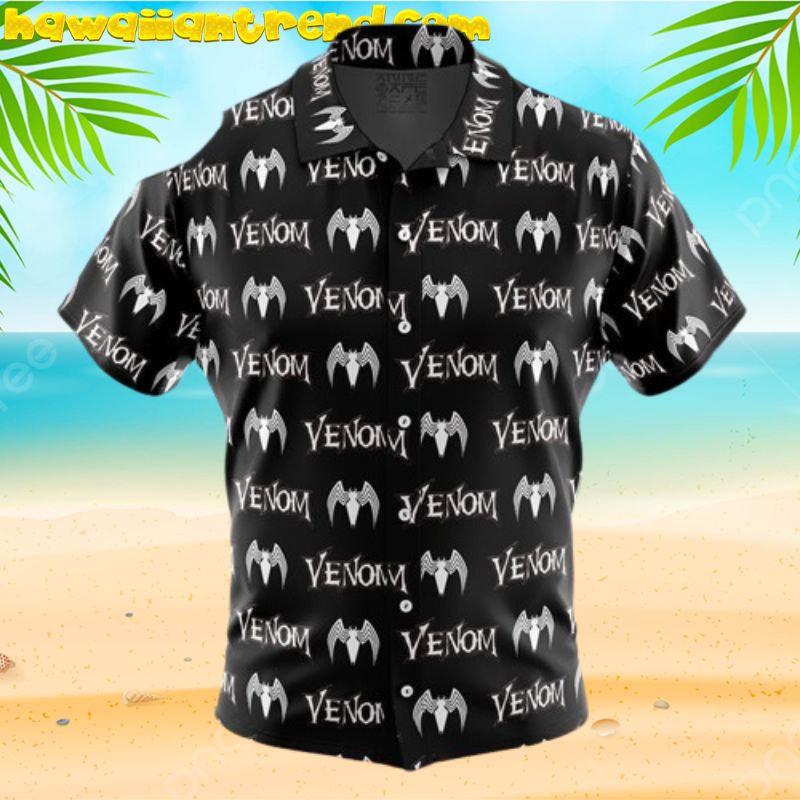 Venom Marvel Anime Text Black Summer Hawaiian Shirt