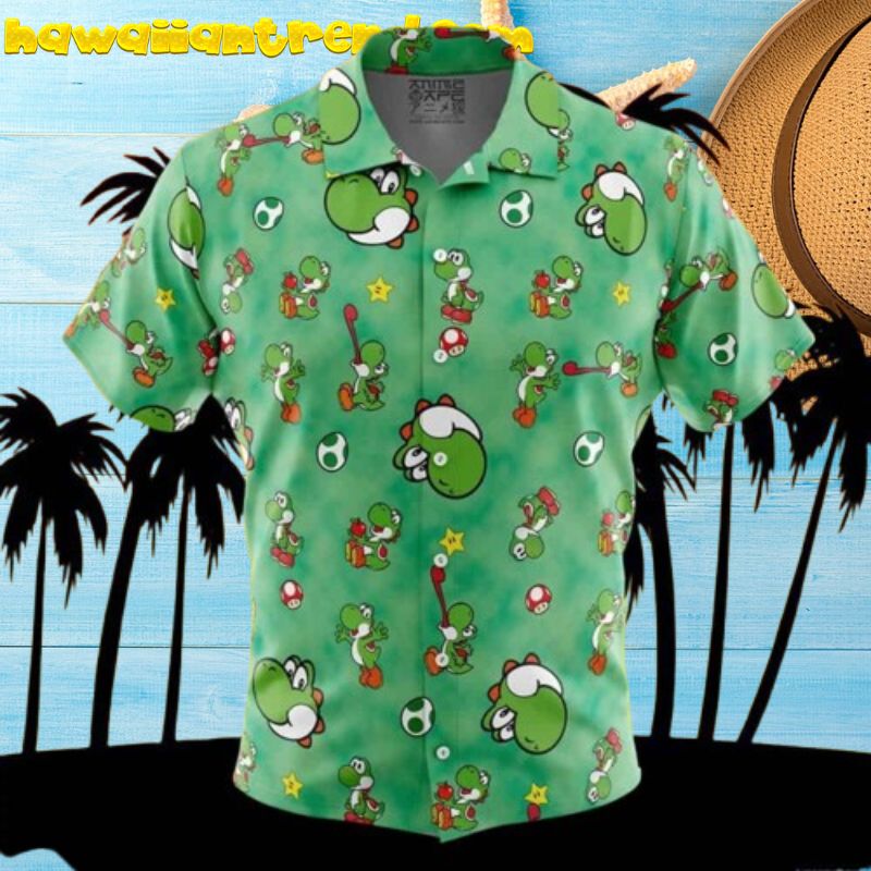 Yoshi Pattern Super Mario For Men And Women Summer Vacation Hawaiian Shirt