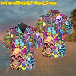 3D Printed Mushroom Psychedelic Trippy Skull Hawaiian Shirt