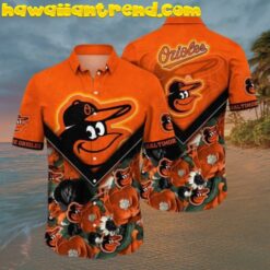 Baltimore Orioles 3D Tropical Flower Hawaiian Shirt